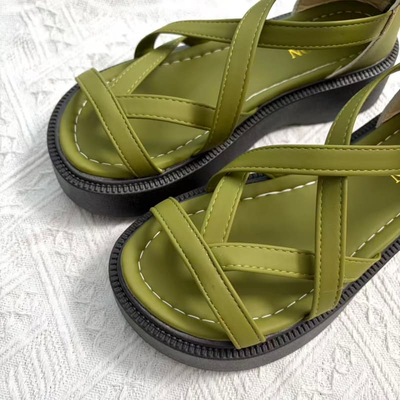 Sandal Platform Tali Silang Ev - Insole Memory Foam ulasan dan harga