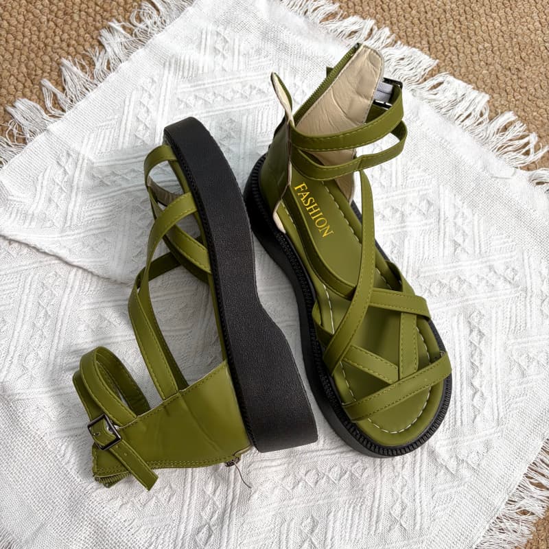 Sandal Platform Tali Silang Ev - Insole Memory Foam ulasan dan harga